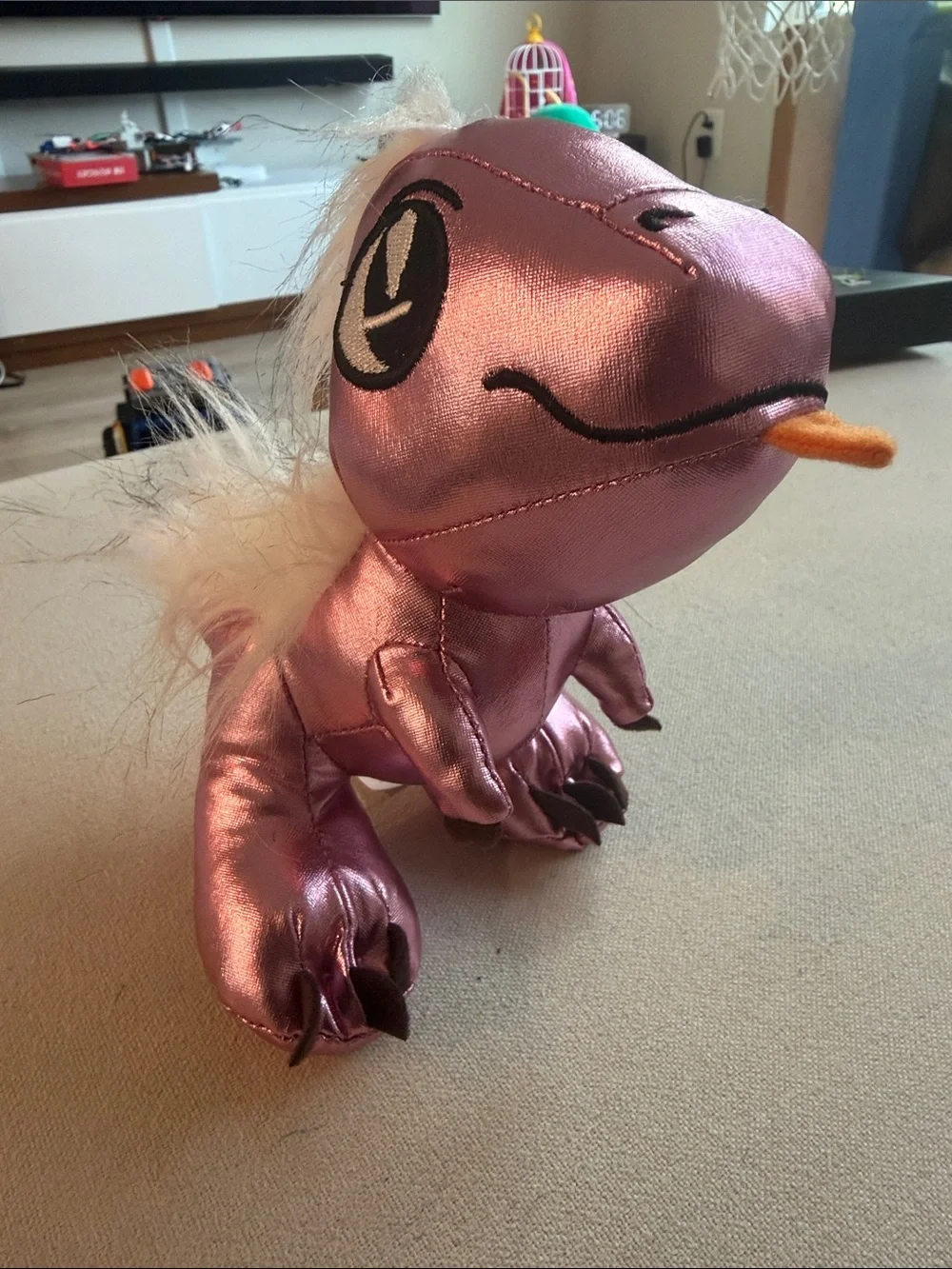 Dino collecto Arianna Plush Toy - Shiny Pink Dinosaur Plush